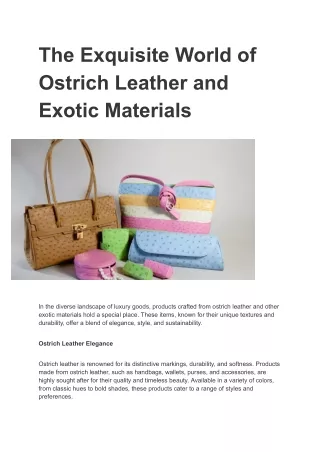 The Exquisite World of Ostrich Leather and Exotic Materials