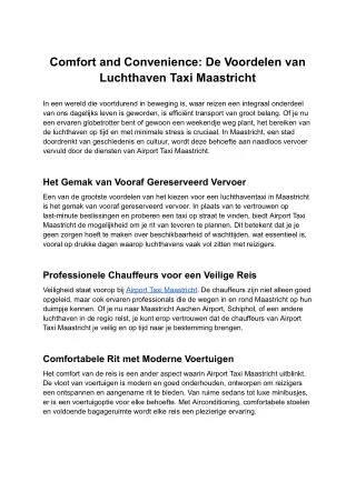 Comfort and Convenience_ De Voordelen van Luchthaven Taxi Maastricht