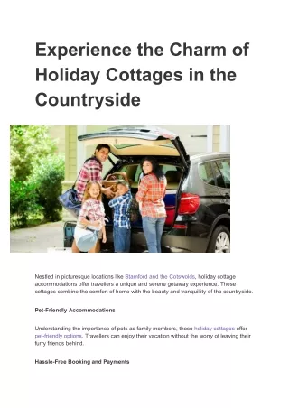 Experience the Charm of Holiday Cottages in the Countryside