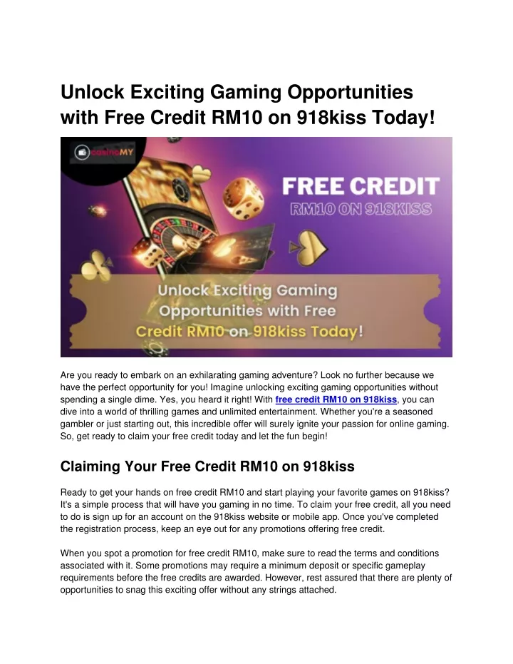 unlock exciting gaming opportunities with free