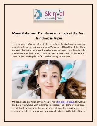 Mane Makeover Transform Your Look at the Best Hair Clinic in Jaipur