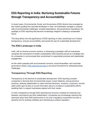 ESG Reporting in India_ Nurturing Sustainable Futures through Transparency and Accountability