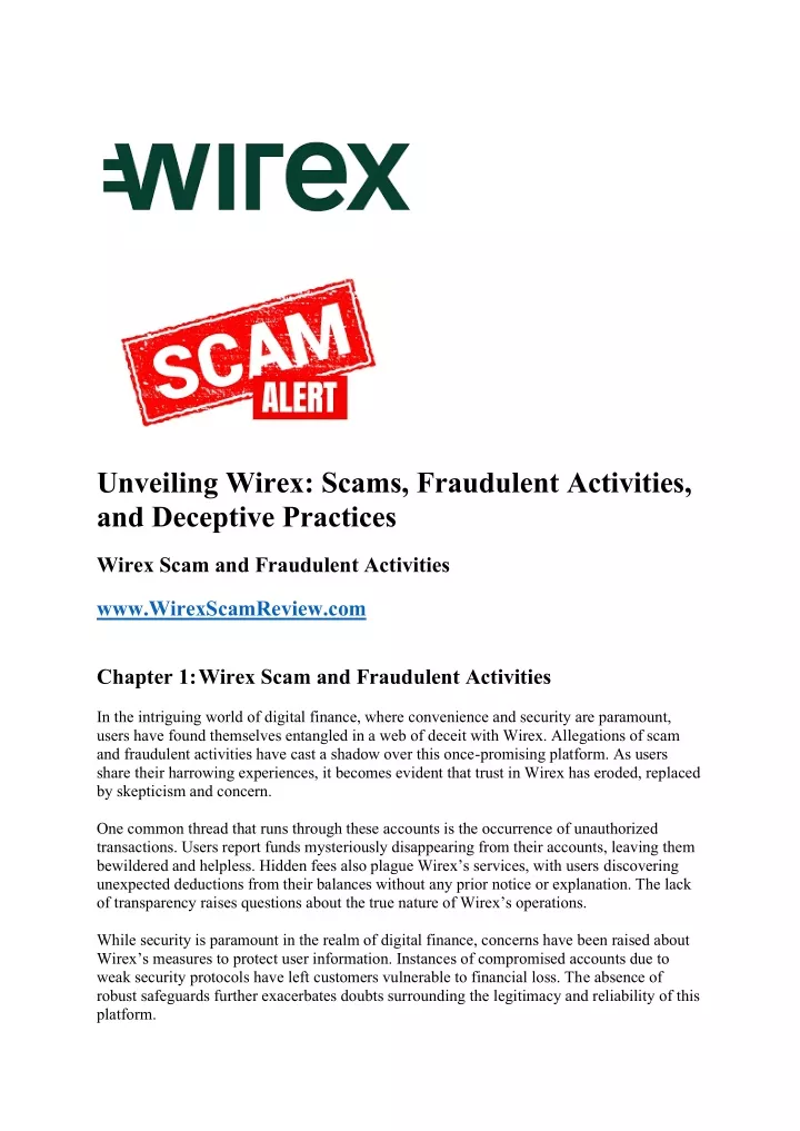 unveiling wirex scams fraudulent activities
