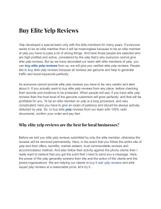 Buy Elite Yelp Reviews