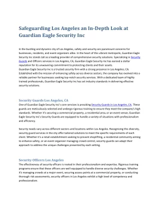 Safeguarding Los Angeles an In-Depth Look at Guardian Eagle Security Inc