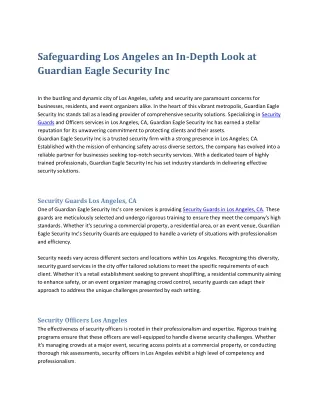 safeguarding los angeles an in depth look