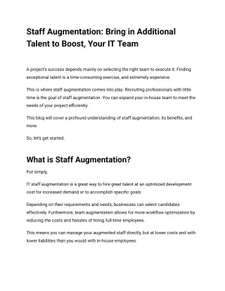 Staff Augmentation_ Bring in Additional Talent to Boost, Your IT Team