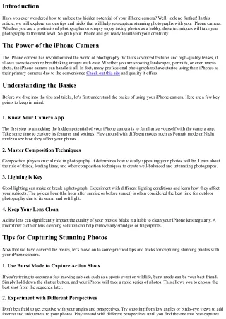 Unlock the Hidden Potential of Your iPhone Camera: Tips and Tricks for Stunning