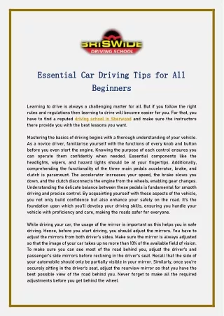 Essential Car Driving Tips for All Beginners