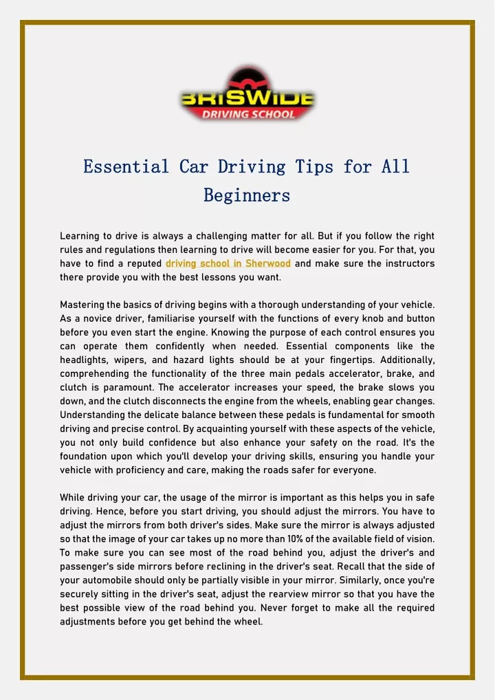 essential car driving tips for all essential