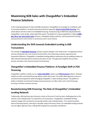 Maximizing B2B Sales with ChargeAfter's Embedded Finance Solutions