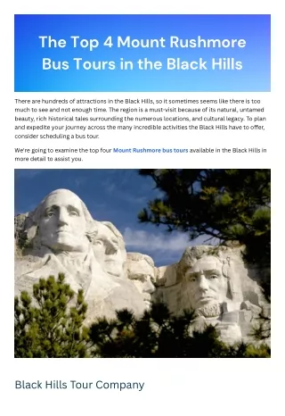 The Top 4 Mount Rushmore Bus Tours in the Black Hills