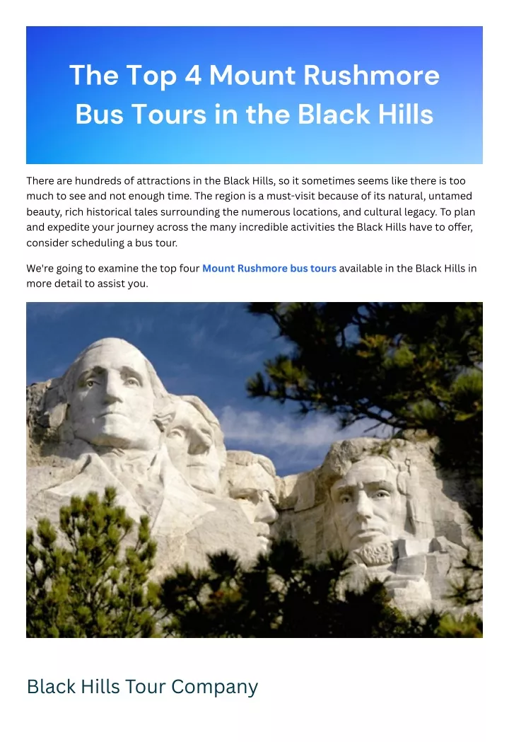 the top 4 mount rushmore bus tours in the black