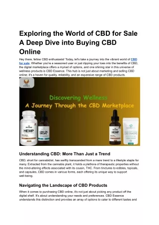 Exploring the World of CBD for Sale_ A Deep Dive into Buying CBD Online