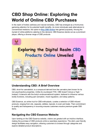 CBD Shop Online_ Exploring the World of Online CBD Purchases