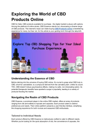 Exploring the World of CBD Products Online