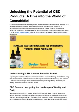 Unlocking the Potential of CBD Products_ A Dive into the World of Cannabidiol
