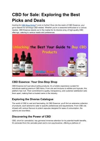 CBD for Sale_ Exploring the Best Picks and Deals
