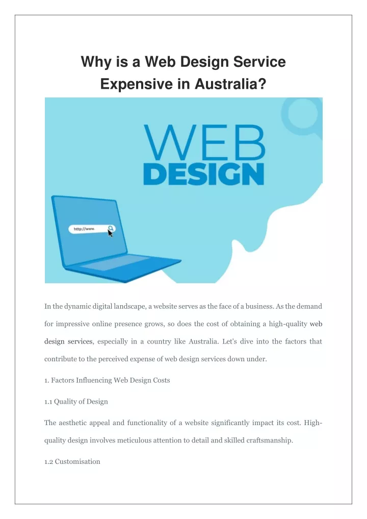 why is a web design service expensive in australia