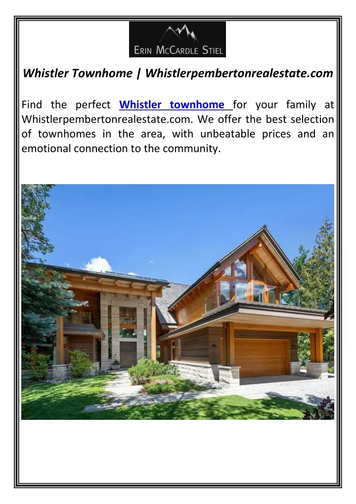 whistler townhome whistlerpembertonrealestate com