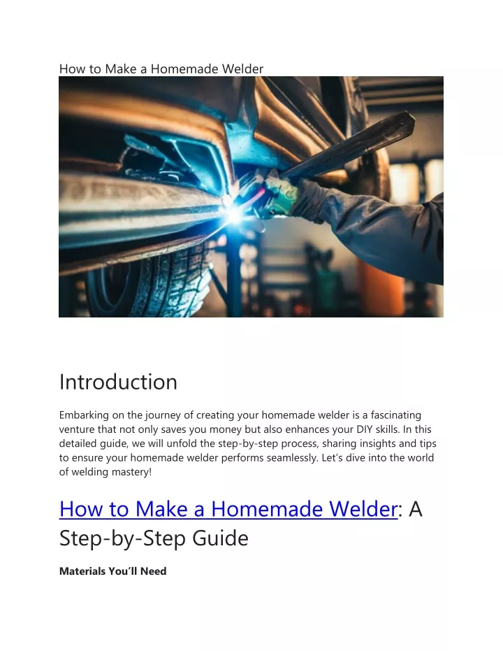 how to make a homemade welder