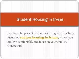 Student Housing In Irvine