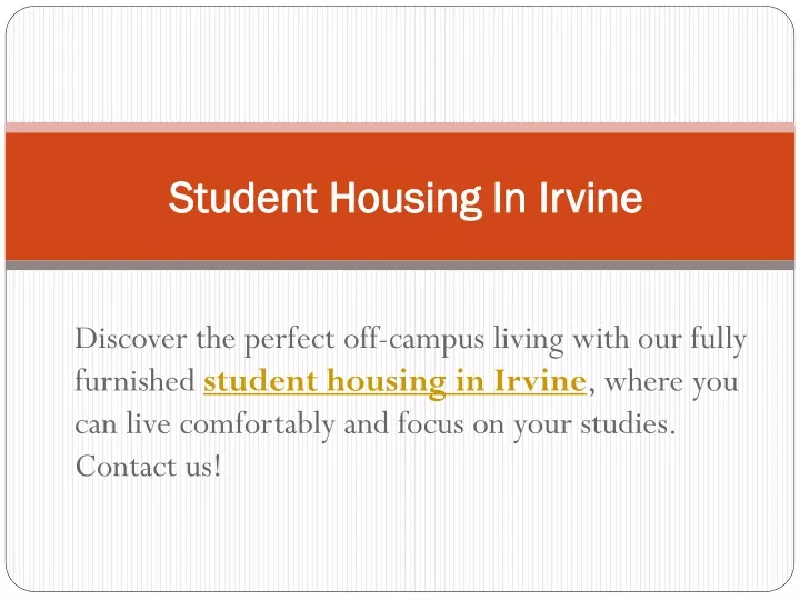 student housing in irvine