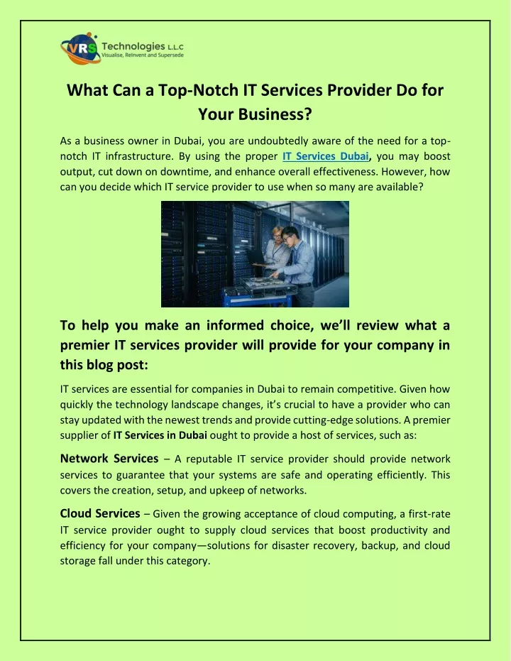 what can a top notch it services provider