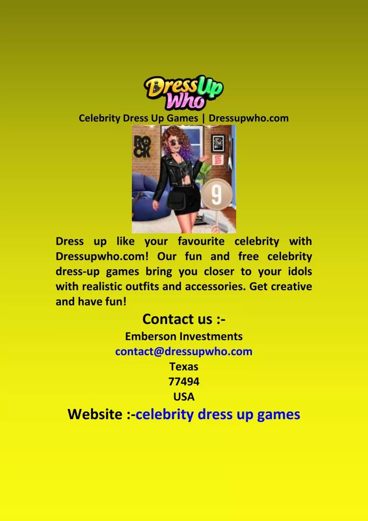 celebrity dress up games dressupwho com