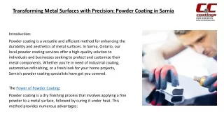Transforming Metal Surfaces with Precision Powder Coating in Sarnia