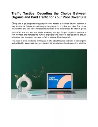 Traffic Tactics  Decoding the Choice Between Organic and Paid Traffic for Your Pool Cover Site