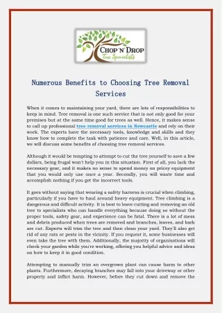 Numerous Benefits to Choosing Tree Removal Services
