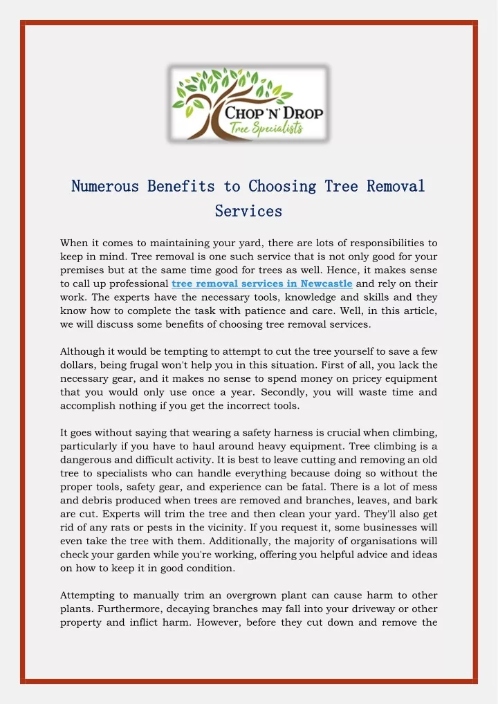 numerous numerous benefits to choosing tree