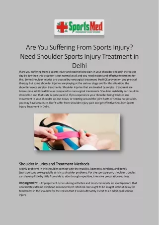 Are You Suffering From Sports Injury?