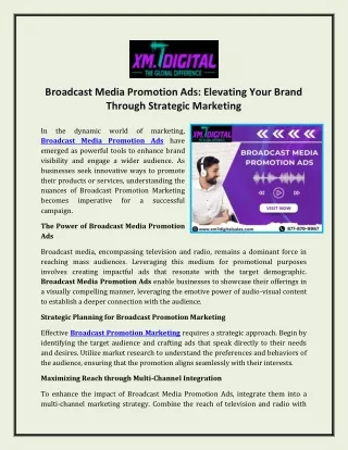 Broadcast Media Promotion Ads - Elevating Your Brand Through Strategic Marketing