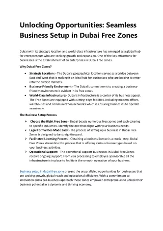 unlocking opportunities seamless business setup