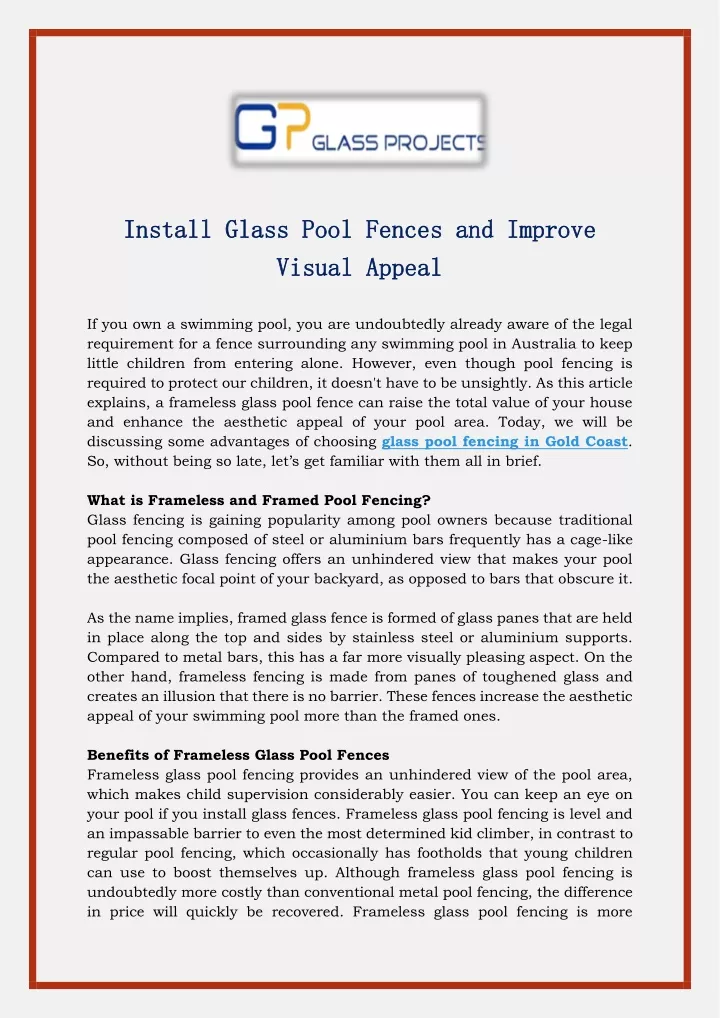 install glass pool fences and improve install
