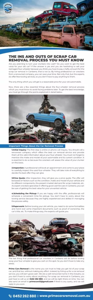THE INS AND OUTS OF SCRAP CAR REMOVAL PROCESS YOU MUST KNOW