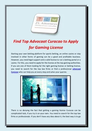 Find Top Advocaat Curacao to Apply for Gaming License