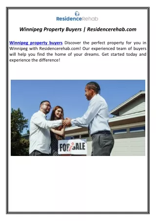 Winnipeg Property Buyers | Residencerehab.com