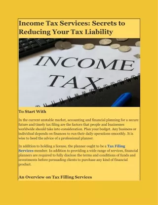 Income Tax Services: Secrets to Reducing Your Tax Liability