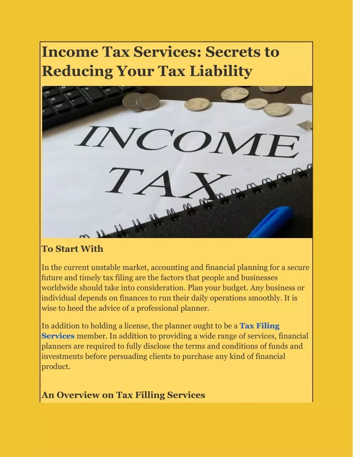 income tax services secrets to reducing your