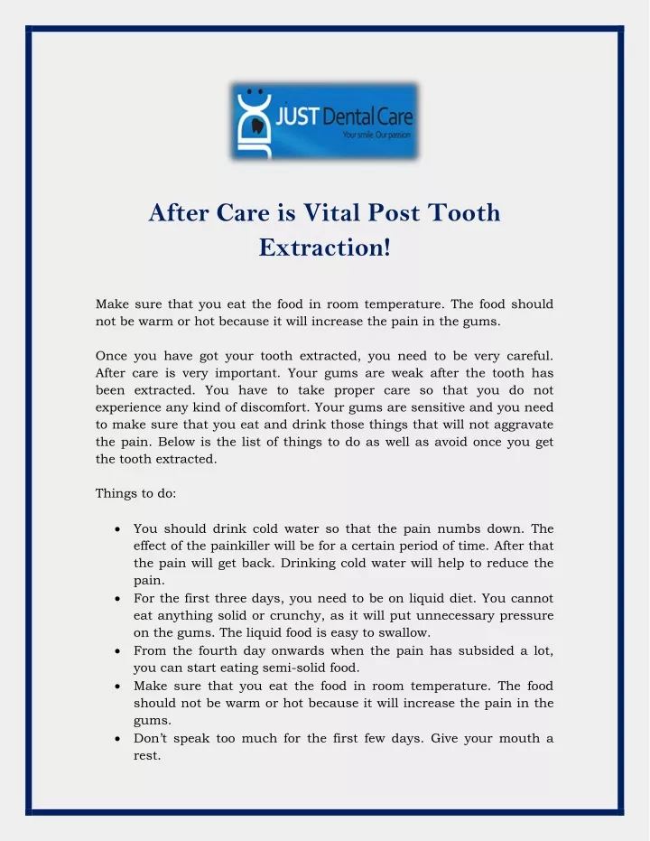 after care is vital post tooth extraction