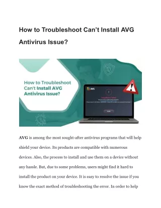 How to Troubleshoot Can't Install AVG Antivirus Issue?