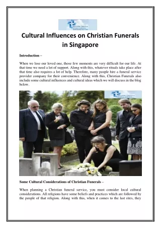 Cultural Influences on Christian Funerals in Singapore