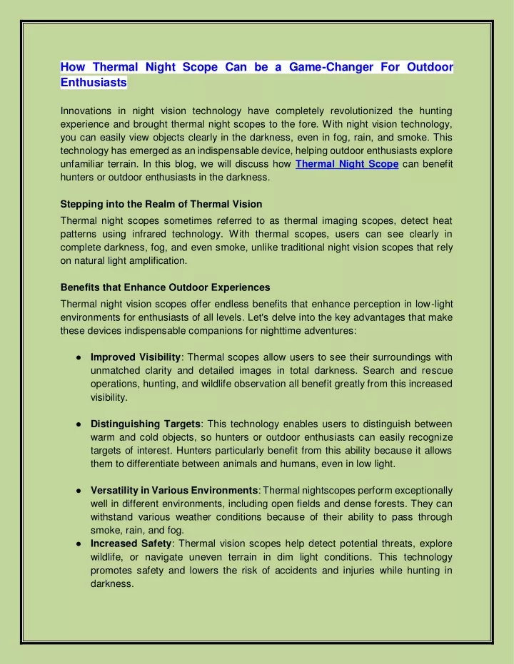 how thermal night scope can be a game changer