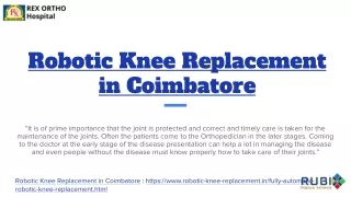 Robotic Knee Replacement in Coimbatore | Rex Ortho Hospital