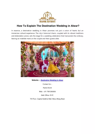 How To Explain TheDestination Wedding in Alwar (1)