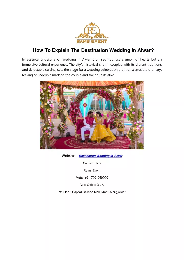 how to explain the destination wedding in alwar