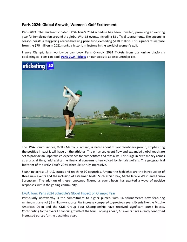 paris 2024 global growth women s golf excitement